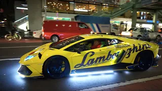 【爆音15台!!】ド派手ランボルギーニ軍団がハロウィンの夜にパレード!/Lamborghini Halloween night!!