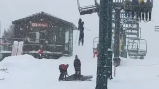 Boy dangles from ski lift in Utah