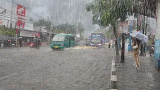 super Heavy rain floods my village | very heavy and cold | fell asleep to the sound of heavy rain