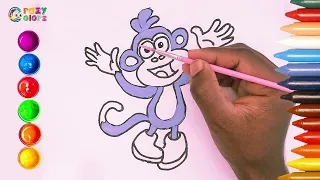 How to draw Dora Monkey Boots Fun Coloring and Drawing For Kids