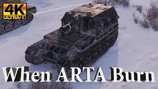 Conqueror Gun Carriage video in Ultra HD 4K When ARTA Burn, 4448 dmg, 4 kills World of Tanks.
