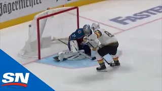 Alex Tuch Bats Puck Out Of Midair In Front Of Goal & Past Philipp Grubauer