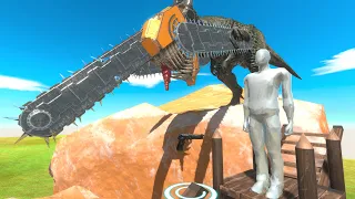 Mountain Parkour and finding Chainsaw T-REX  | Animal Revolt Battle Simulator