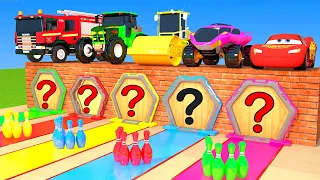 Big & Small: McQueen, Fire Truck, Car CLAAS Guess The Right Door ESCAPE ROOM CHALLENGE Car Cage Game