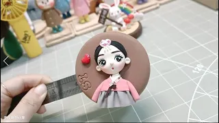 黏土韩服冰箱贴女孩，情侣冰箱贴定制 Clay teaching，Customized couple refrigerator stickers