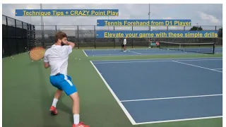 Tennis Forehand + Point Play From D1 College Player