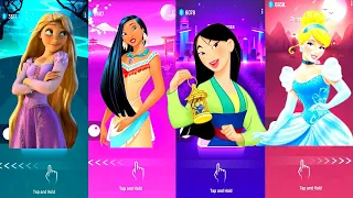 💖Disney Tangled Rapunzel vs Princess Pocahontas vs Mulan vs Cinderella 💖Tiles Hop EDM Rush