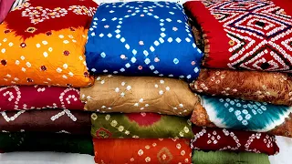 #manufacturer latest 100% pure cotton jaipuri bandhani batik designer gujrati suits dress material