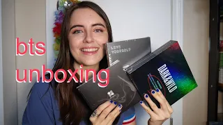 bts unboxing video! 💜 first three full-length studio albums dark & wild, wings, love yourself: tear