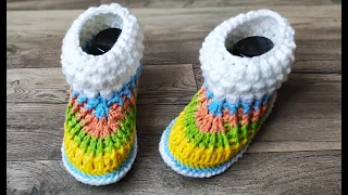 ПРОСТЫЕ ТАПОЧКИ ИЗ ОСТАТКОВ ПРЯЖИ! /KNITTED SLIPPERS/ZAPATILLAS DE PUNTO/GESTRICKTE HAUSSCHUHE/針織拖鞋