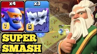 Th15 super bowler smash attack - 4 super bowler + 3 yeti attack strategy in clash of clans