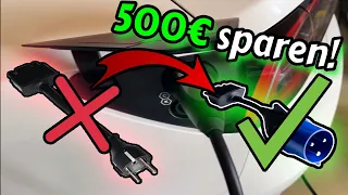 Tesla Model 3 mit 50€-Adapter mit 7,4 KW ZU HAUSE laden - 500€ gespart!