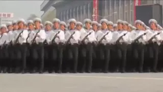 North Korean Military Parade with Bee gees-Stayin Alive in the background