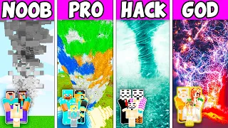 Minecraft: EPIC FAMILY TORNADO CHALLENGE - NOOB vs PRO vs HACKER vs GOD in Minecraft Animation