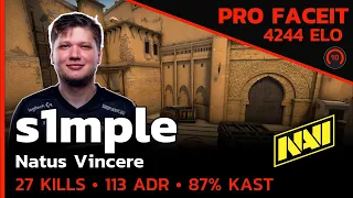 s1mple NAVI TAKES OVER FACEIT!🔥 w/b1t/m0NESY/cptkurtka023 (MIRAGE) FACEIT LVL 10  / CSGO POV