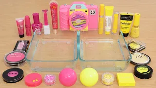 Pink vs Yellow - Coloring Satisfying Slime ASMR with Eyeshadow and Makeup