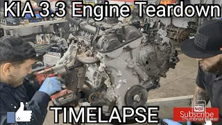 Kia 3.3 Engine Teardown Timelapse #mechanic #fun #subscribe #success #car