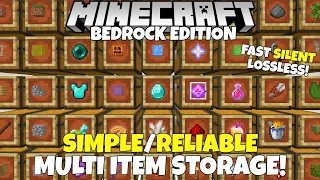 Minecraft Bedrock: Easy MULTI ITEM Storage System Tutorial! Fast, Silent, Simple. MCPE Xbox PC