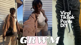 GRWM| Vlog + Making DIY Viral TikTok Yarn Pants