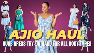 HUGE AJIO DRESS HAUL | COTTON MIDI & MAXI DRESSES | PLUS STYLING TIPS