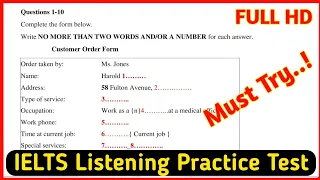 Customer Order Form IELTS listening | Customer Order Form Listening | IELTS Listening Practice Test