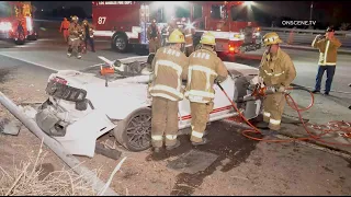 Awful Mustang Crash Traps Driver | Pacoima