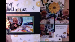 Daisy Daisy as a Sunflower Scrapbook Process Video #scrapbooking #stamping