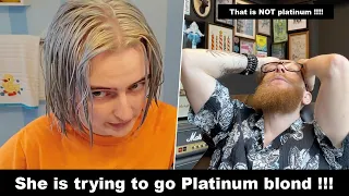 She is trying to go to platinum blond !!! - Hairdresser reacts to a hair fail #hair #beauty