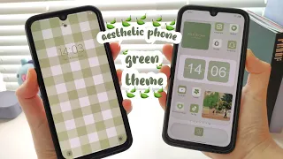 how to make your phone aesthetic 🌿🌱 green theme | cute aesthetic | android phone