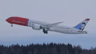 Norwegian B787-9 Dreamliner "Greta Garbo" | Takeoff Oslo Gardermoen | LN-LNI