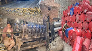 Process of Metal Oil Drum Recycling Traditional Manufacturing Steel Pipe From Steel Oil Drum Factory