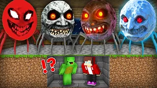 JJ and Mikey HIDE From Scary LUNAR MOONS in Minecraft Challenge Maizen