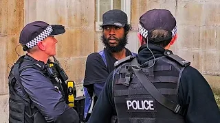 LEAVE NOW! POLICE remove IDIOT from Horse Guards after disrespecting the King's Guard!