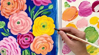 Painting Ranunculus In Acrylic