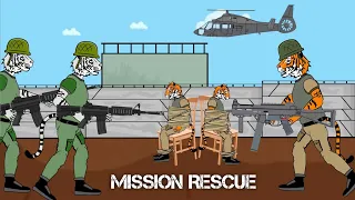 Rescuing soldiers from terrorist | Tiger army vs white Tiger army | animation fight