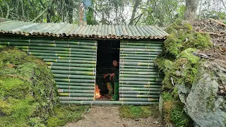 How to build a bamboo shelter in the mountains, Bushcraft Building / Bushcraft Alone #16