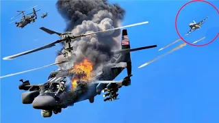 Brutal Attack! Russian Su-35 aircraft shot down 4 US AH-64 helicopters on the border