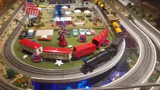 Model Train Action at Union Station in Kansas City, Missouri.