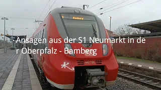 S 1 Neumarkt in der Oberpfalz - Bamberg Ansagen aus der Bahn