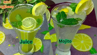 2 Refreshing Juice/Mint Juice/Mint Mojito/Summer Drinks/Mint Recipe
