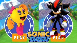 Sonic Dash Prime Characters : MS Pacman 🆚 Shadow Sonic | Unlocked All Characters