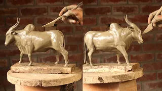 Indian khillari cattle bull making with clay | mitti ka gay banana