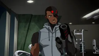 Young Justice S03E21 - Garfield aka Beast Boy and Cyborg are working out