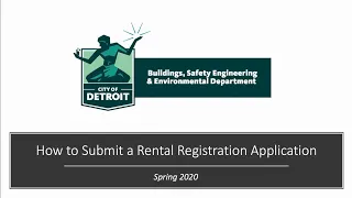 City of Detroit Accela/eLAPS Video Tutorials: How to Submit a Rental Registration Application