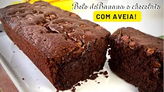 BOLO DE BANANA E CHOCOLATE COM AVEIA,FÁCIL E DELICIOSO!