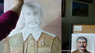 ◆SWATI FARNÆ◆ Портрет Сталина (процесс работы).