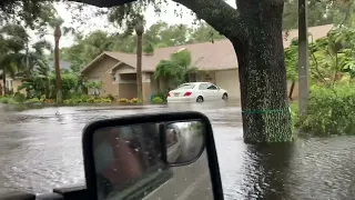 Storm surge flooding on River Reach Dr. in Naples Fl 9-28-2022 hurricane Ian