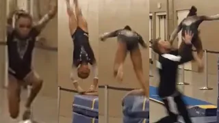 Coach Saves Gymnast From Falling