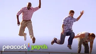 Shawn and Gus escape...by jumping off | Psych