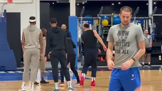 Dallas Mavs' Kyrie Irving and Luka Doncic At Practice Sunday Before Game 1 vs OKC Thunder